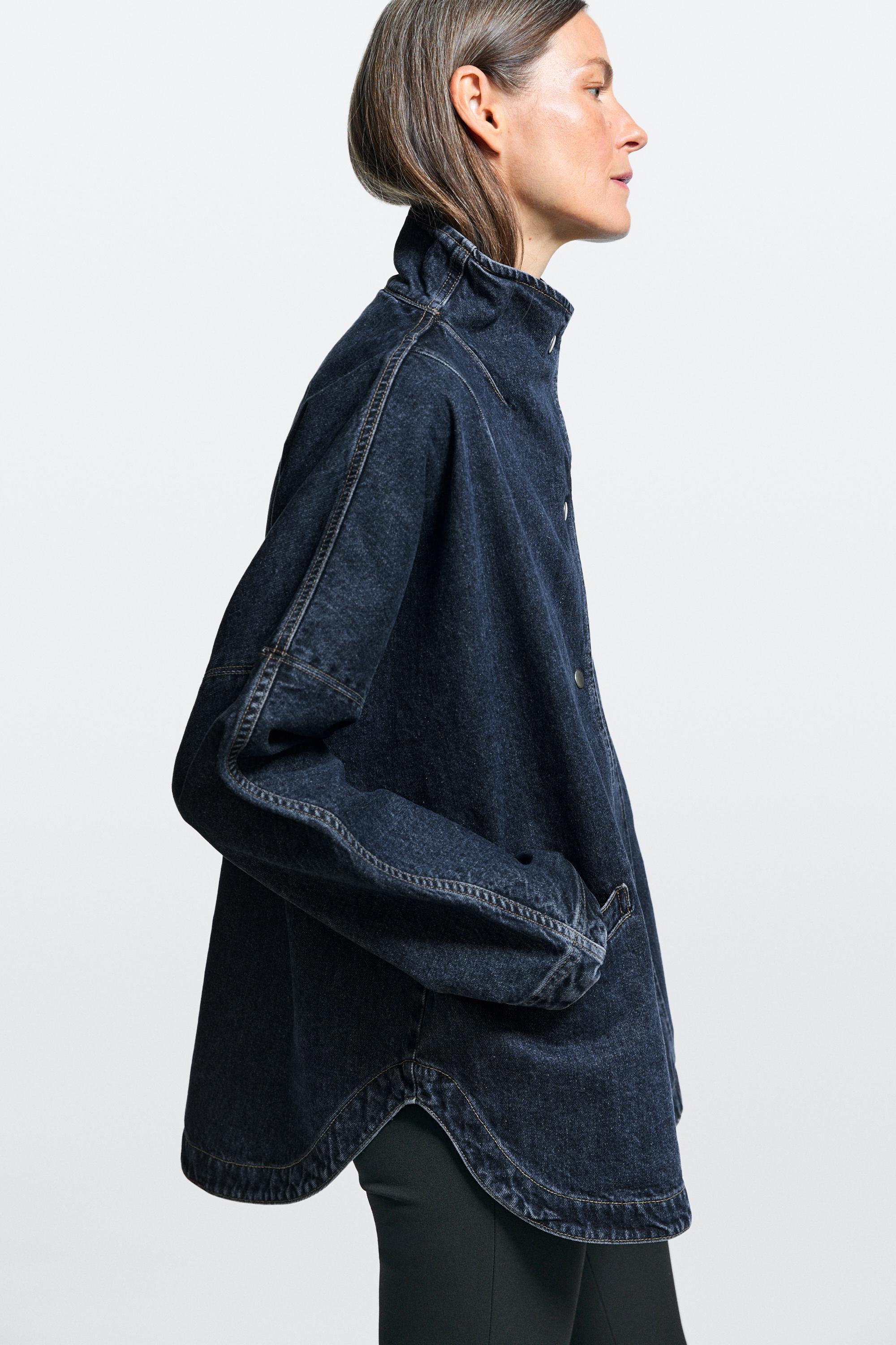 100% cotton high neck denim jacket