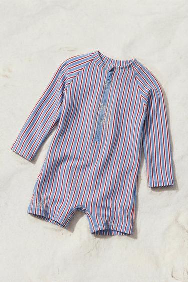 1-6 YEARS/ STRIPED SWIMSUIT - Red by Zara