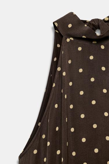 ROBE HALTER À POIS ZW COLLECTION - Marron / Écru de Zara - Image 6
