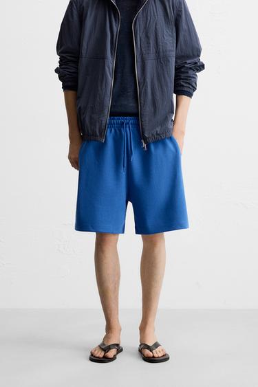 TECHNICAL INTERLOCK BERMUDA SHORTS - Blue by Zara