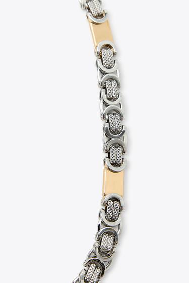 ENGRAVED PIECE CHAIN COMBINATION NECKLACE - Gold / Silver by Zara - Image 1