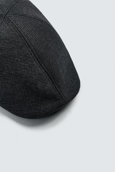 CHECK TEXTURED BERET - Blue by Zara - Image 5