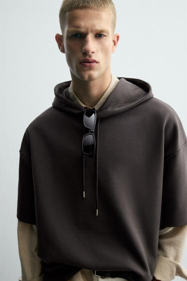 INTERLOCK HOODIE WITH LABEL - Dark brown by Zara - Image 5
