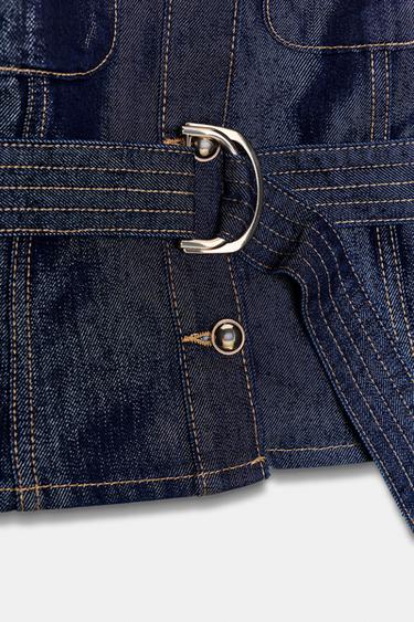 Z1975 DENIM WAISTCOAT WITH BELT - Blue by Zara - Image 7