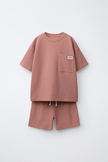 6-14 YEARS/ WAFFLE-KNIT LABEL PYJAMAS - Pink by Zara