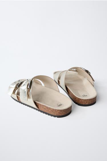 METALLIC BUCKLE SANDALS - Silver by Zara - Image 4