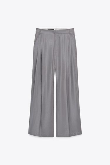 DOUBLE PLEAT TROUSERS WITH FLAPS - Dark grey by Zara