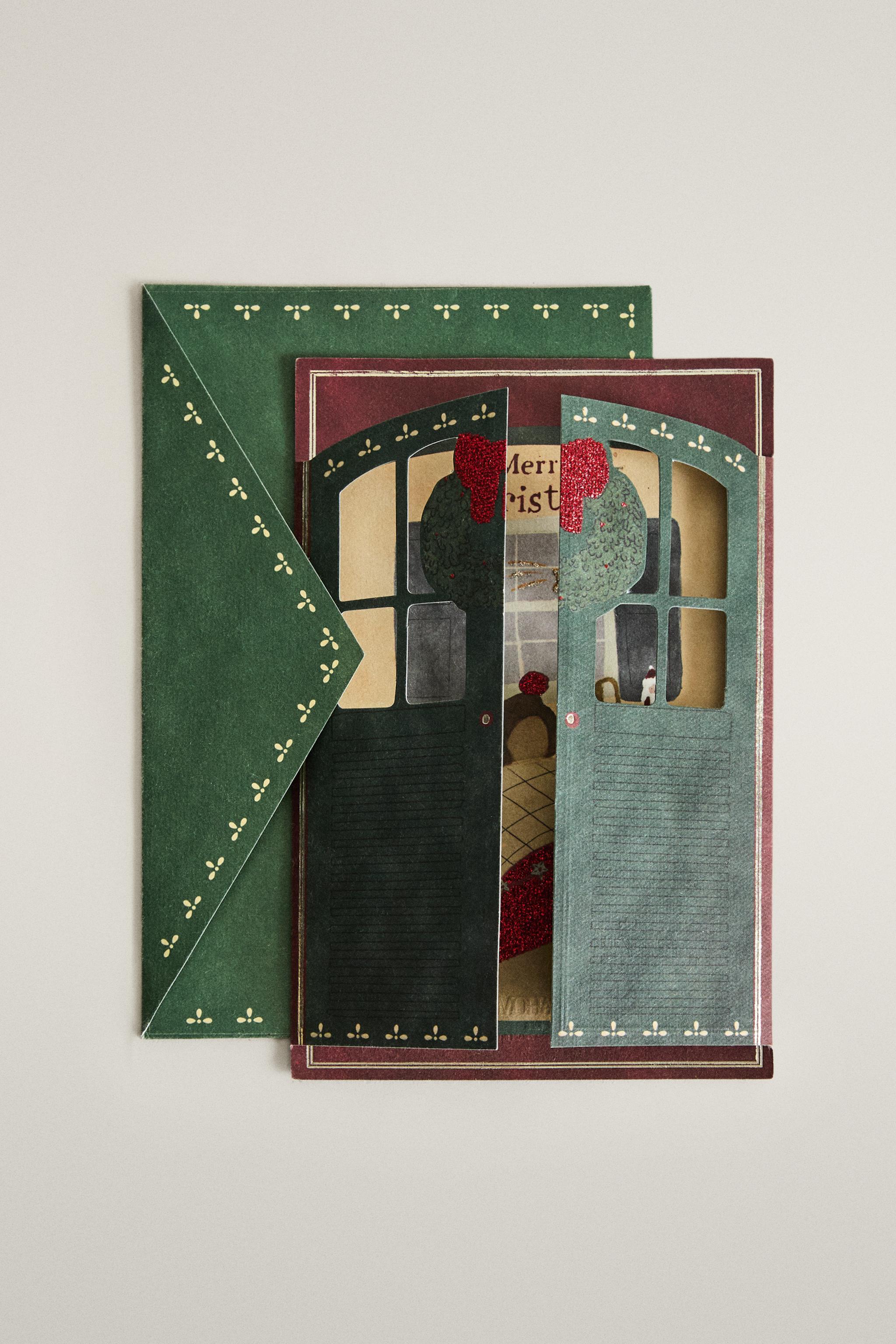 ENSEMBLE CARTE POSTALE ET POCHETTE ENFANT NOËL SOURIS