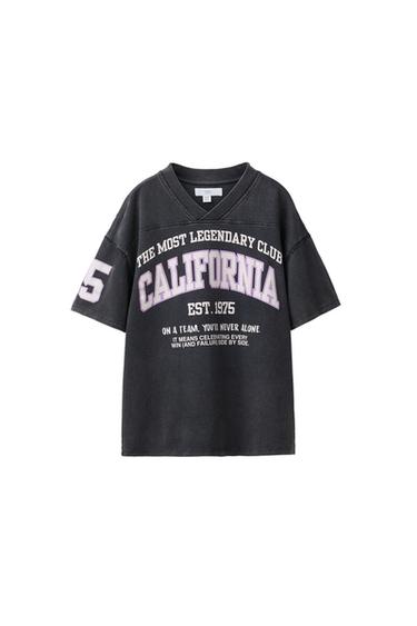 CAMISETA VARSITY TEXTO - Gris antracita de Zara