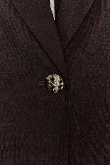 VESTE MANCHES COURTES AVEC LIN - Marron de Zara - Image 7