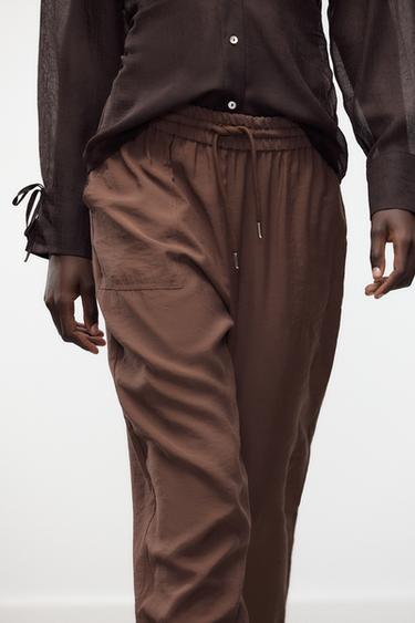 FLOWING JOGGERS - Brown by Zara - Image 3