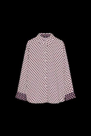 CAMISA SATINADA ESTAMPADA - Crudo / Rojo de Zara - Imagen 0