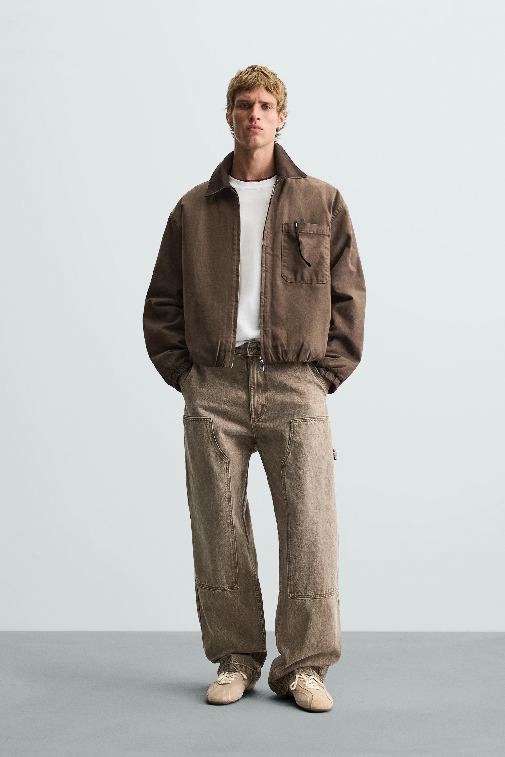 WASHED CARPENTER POCKET TROUSERS - Brown | ZARA Australia