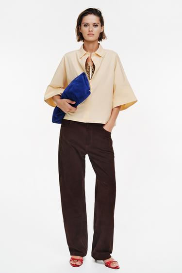 CHEMISE EN POPELINE ZW COLLECTION - Jaune de Zara