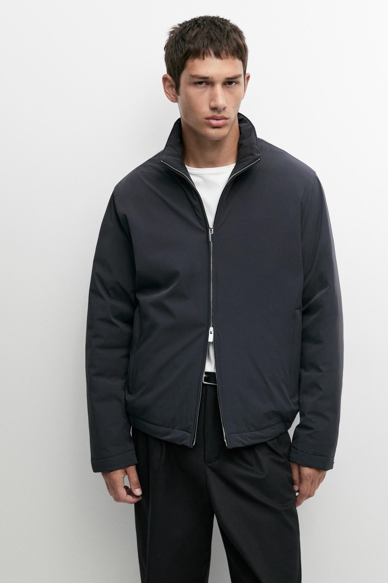 Lightweight quilted down bomber jacket — Light blue