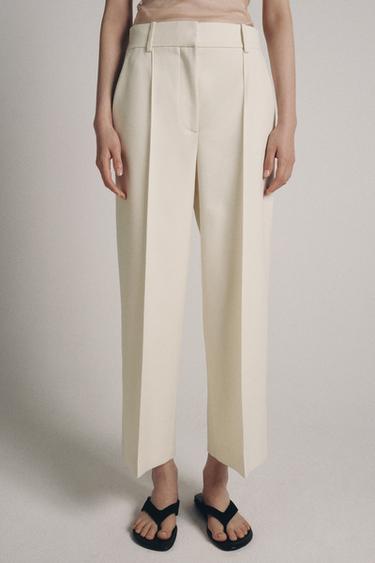 УКОРОЧЕННЫЕ БРЮКИ СО СТРЕЛКАМИ — ZW COLLECTION — СВЕТЛО-БЕЖЕВЫЙ от Zara