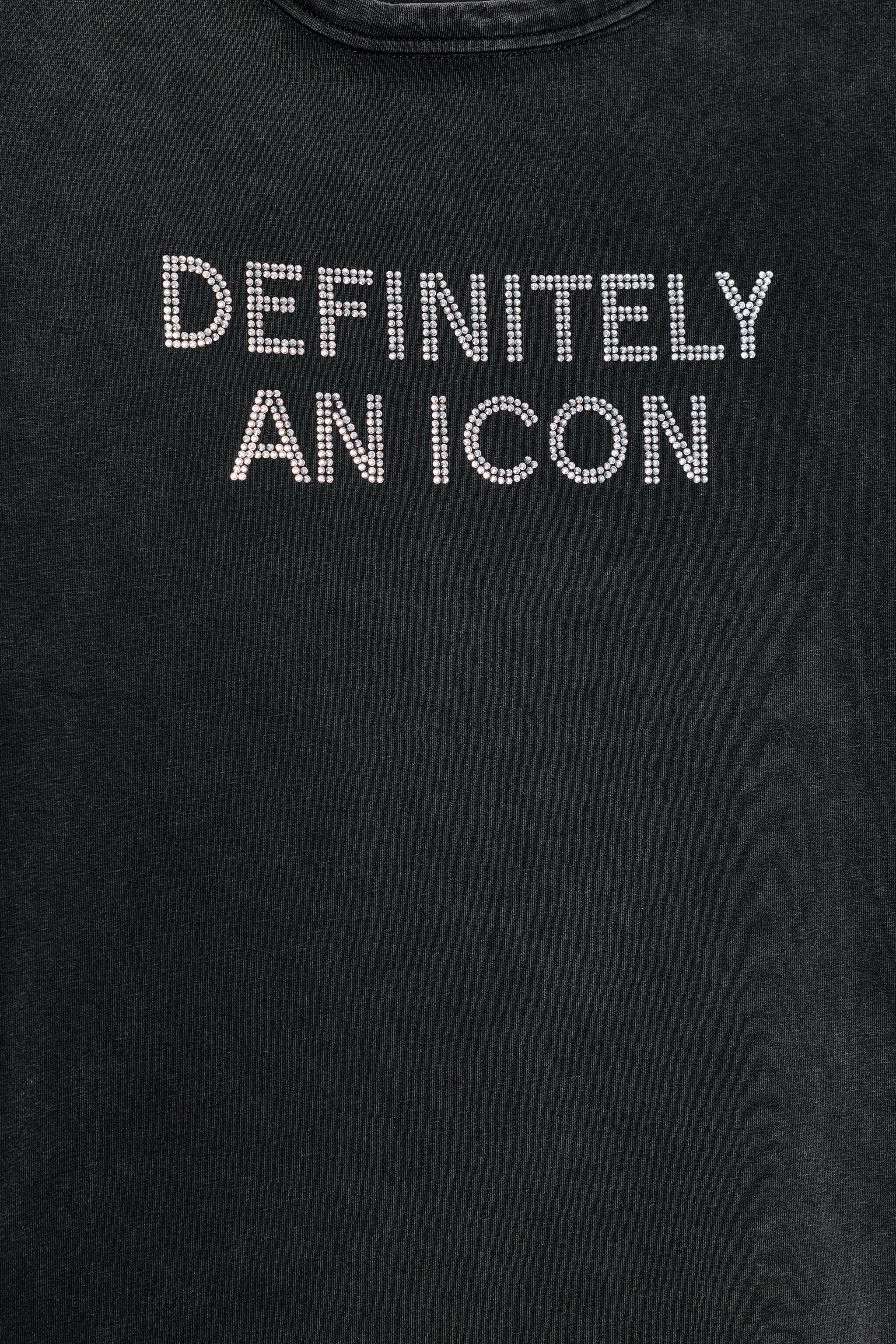 WASHED EFFECT SPARKLY TEXT T-SHIRT