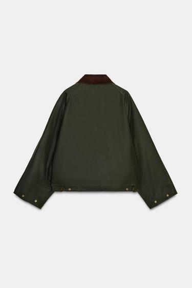 ZW COLLECTION CONTRAST COLLAR WAXED JACKET - Khaki by Zara - Image 10