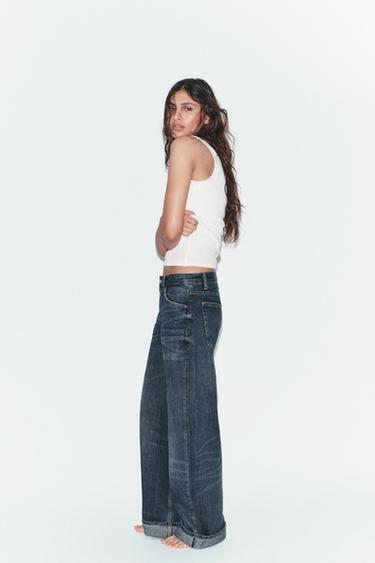 JEANS TRF BAGGY PLIÉ TAILLE MI-HAUTE - Bleu marine de Zara - Image 3