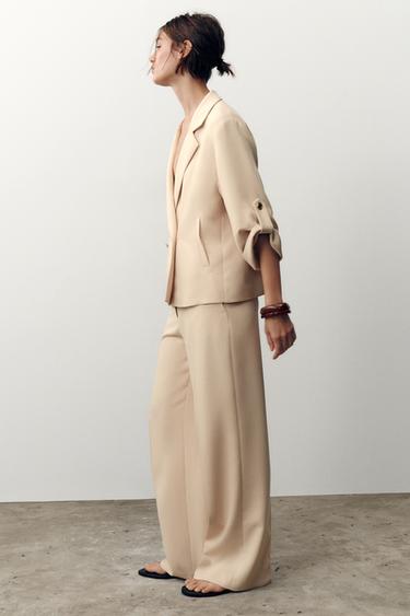 DOUBLE-BREASTED BLAZER WITH ROLLED-UP SLEEVES - Sand by Zara - Image 3