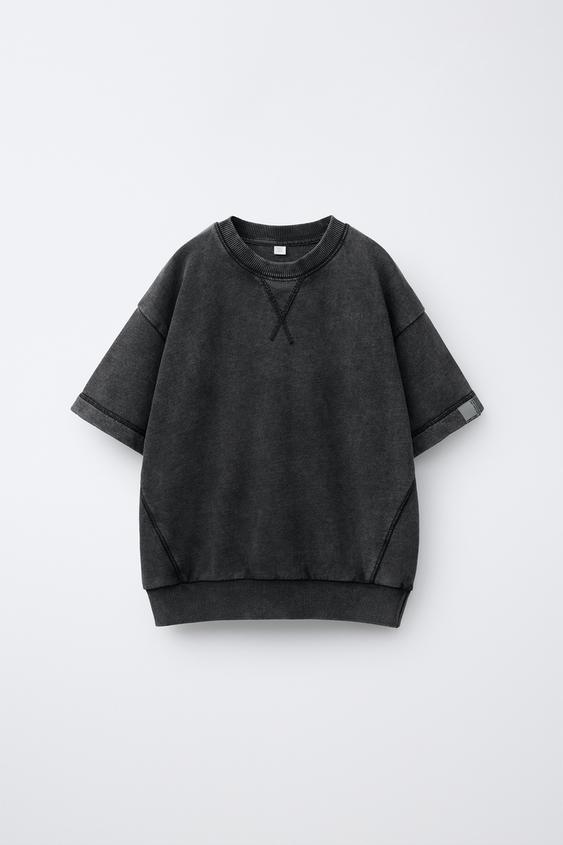 CAMISETA FELPA ETIQUETA - Gris antracita de Zara - Imagen 0