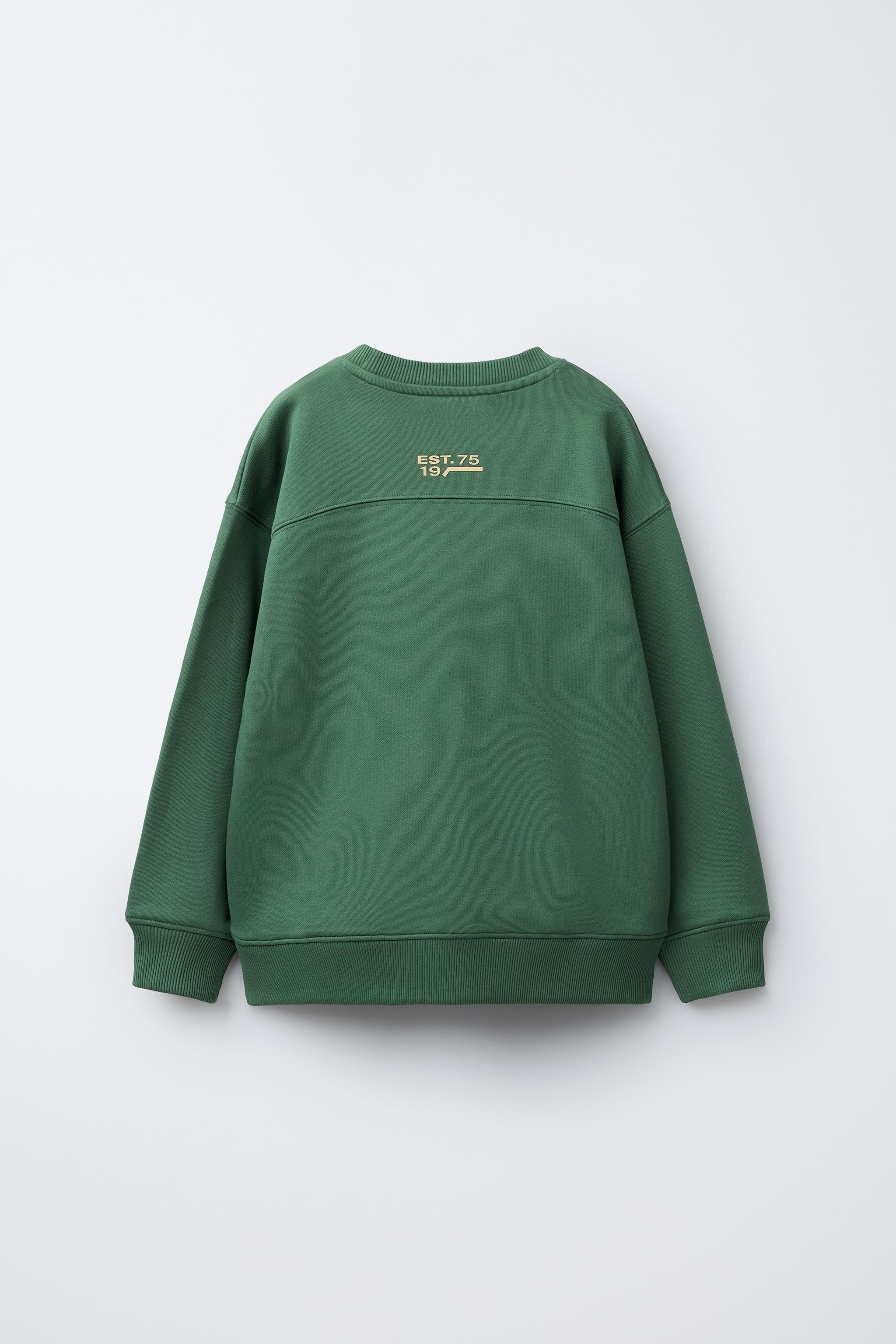 SLOGAN PRINT SWEATSHIRT - Green | ZARA New Zealand