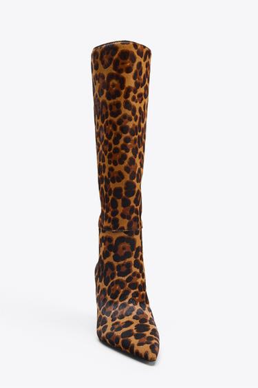 ANIMAL PRINT LEATHER AND SHEEPSKIN BOOTS - Leopard by Zara - Image 4