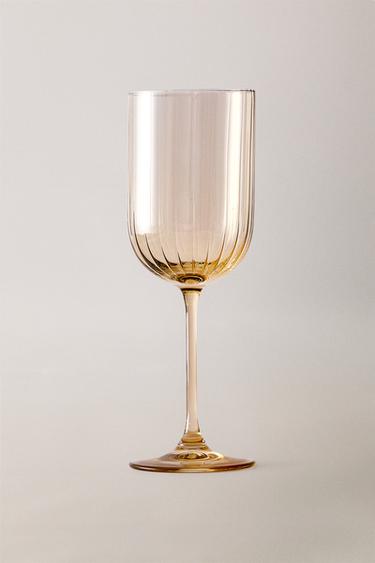 Zara GLASS WITH EMBOSSED LINES - 黃色
