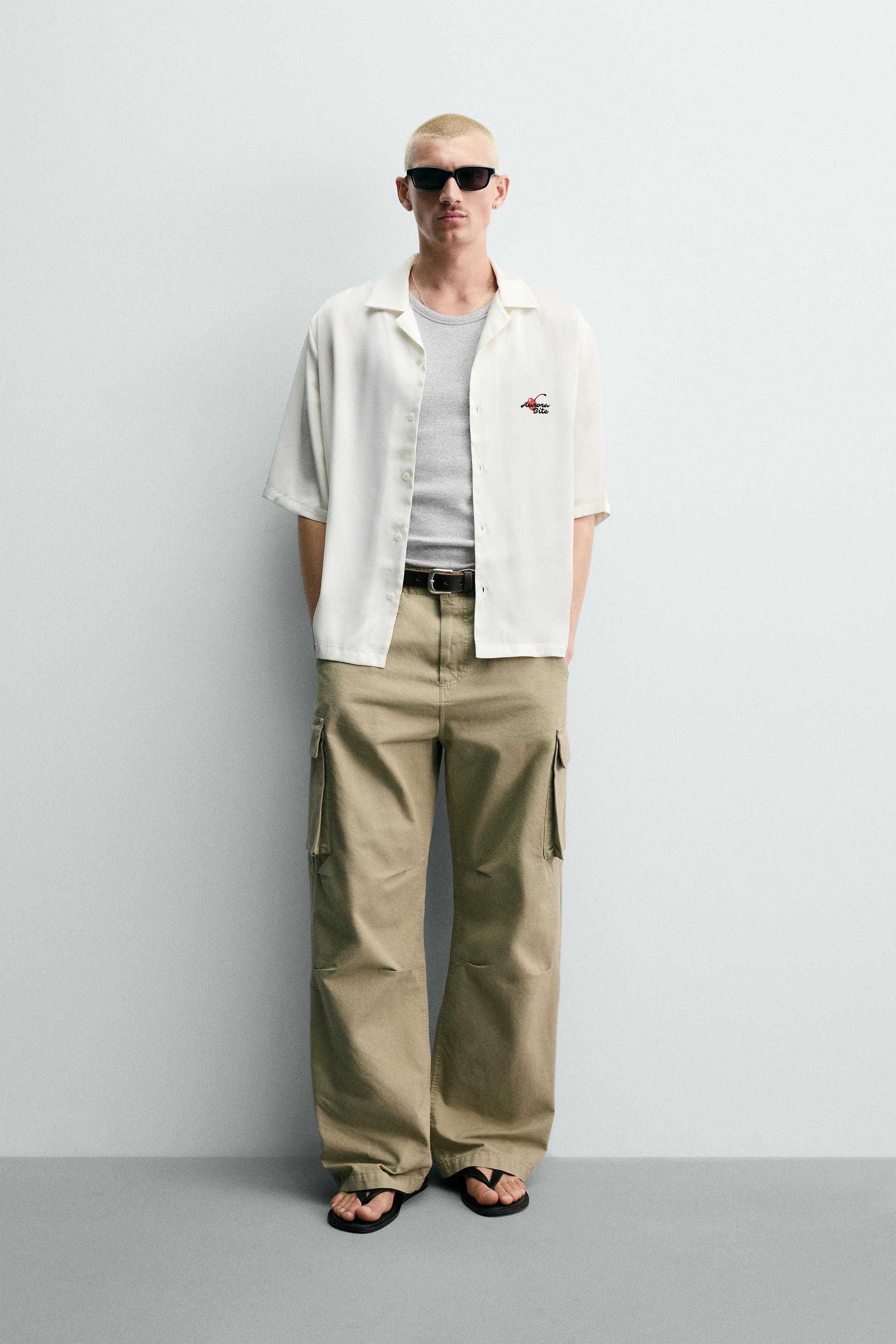 GRAPHIC PRINT SATIN EFFECT SHIRT - White | ZARA United States