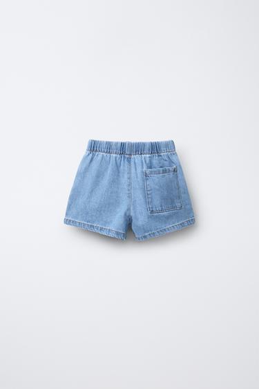 ELASTIC DENIM BERMUDA SHORTS - Blue by Zara - Image 1