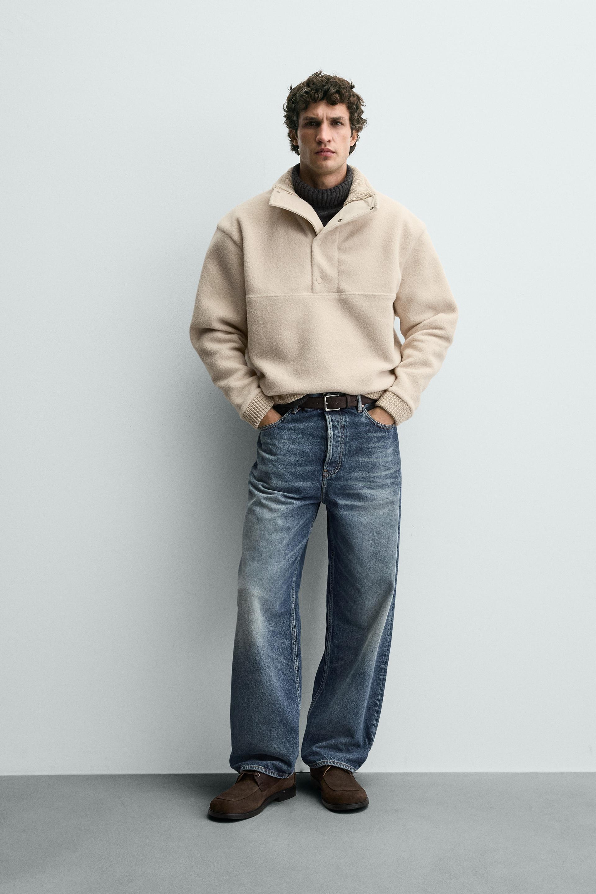 Contrast Faux Shearling Sweatshirt