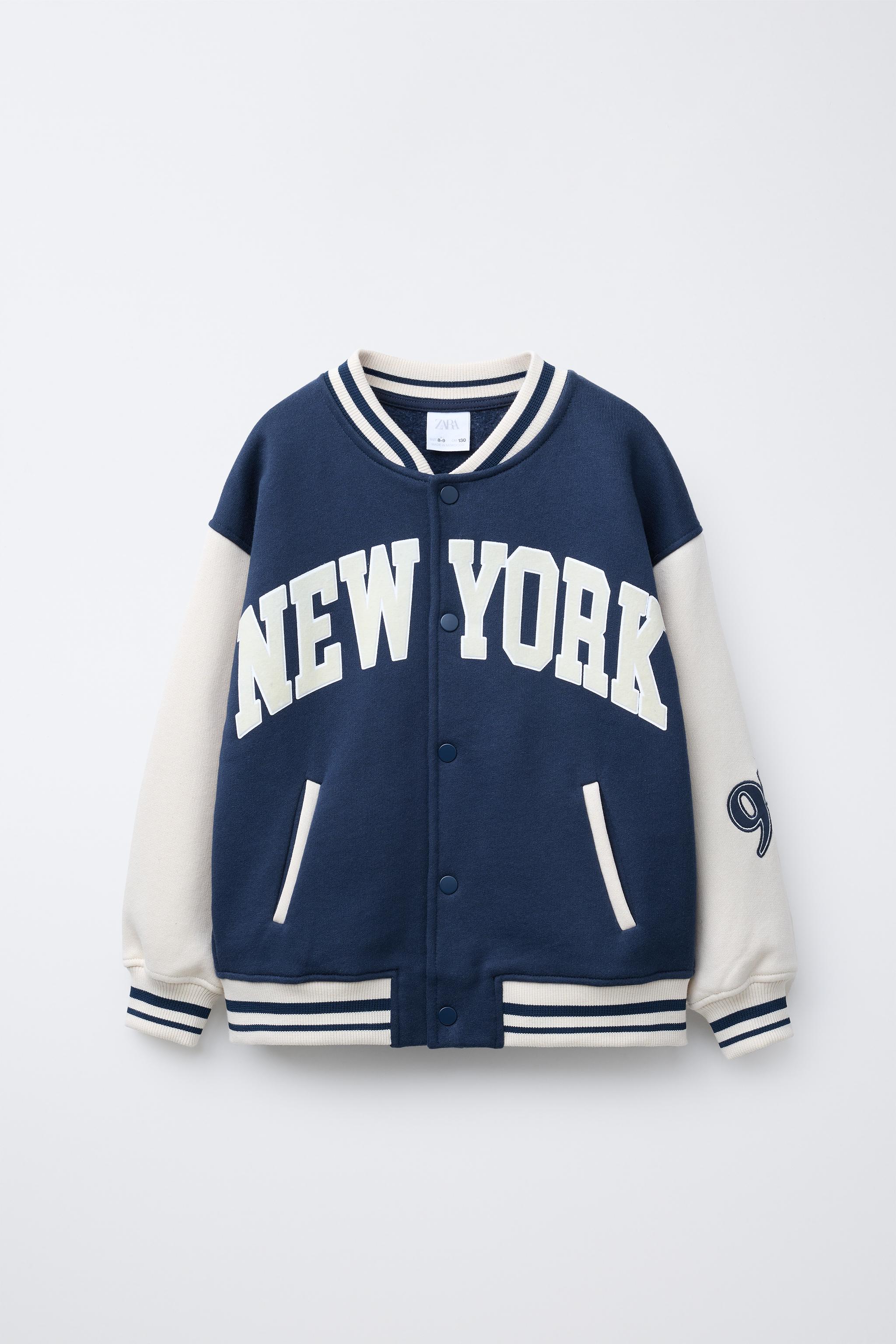 青と白のスタジアムジャケット ZARA レトロ フットボール ジャケット - ブルー | ZARA Japan / 日本
