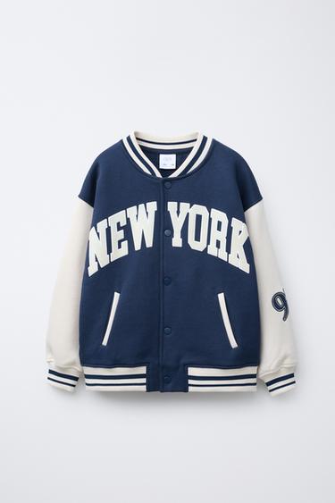 VARSITY BOMBER JACKET - Blue/White by Zara - Image 0