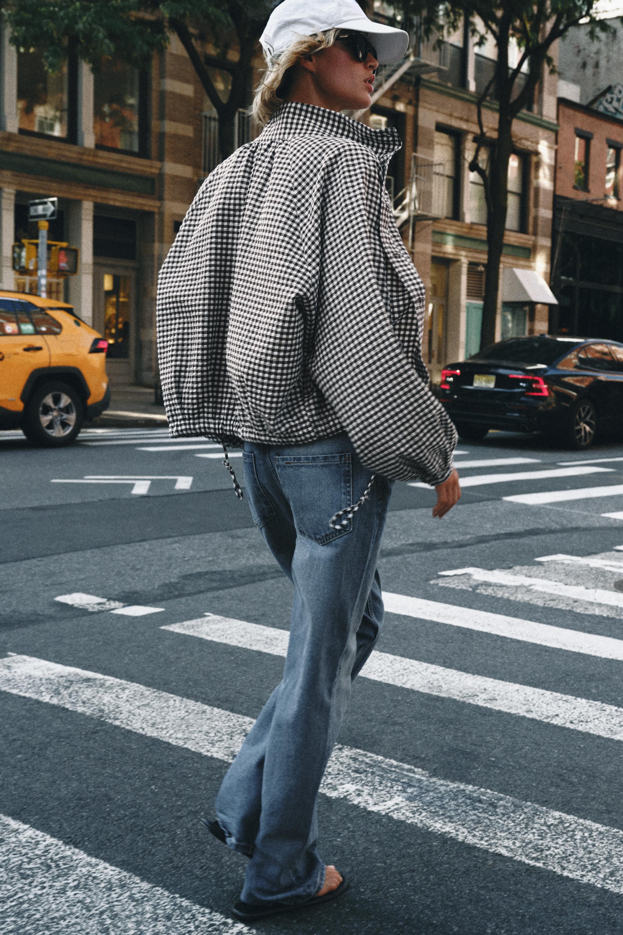 PLAID JACKET — Brown / Ecru