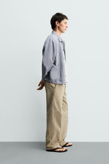RELAXED FIT COTTON/LINEN OVERSHIRT - Blue by Zara - Image 3