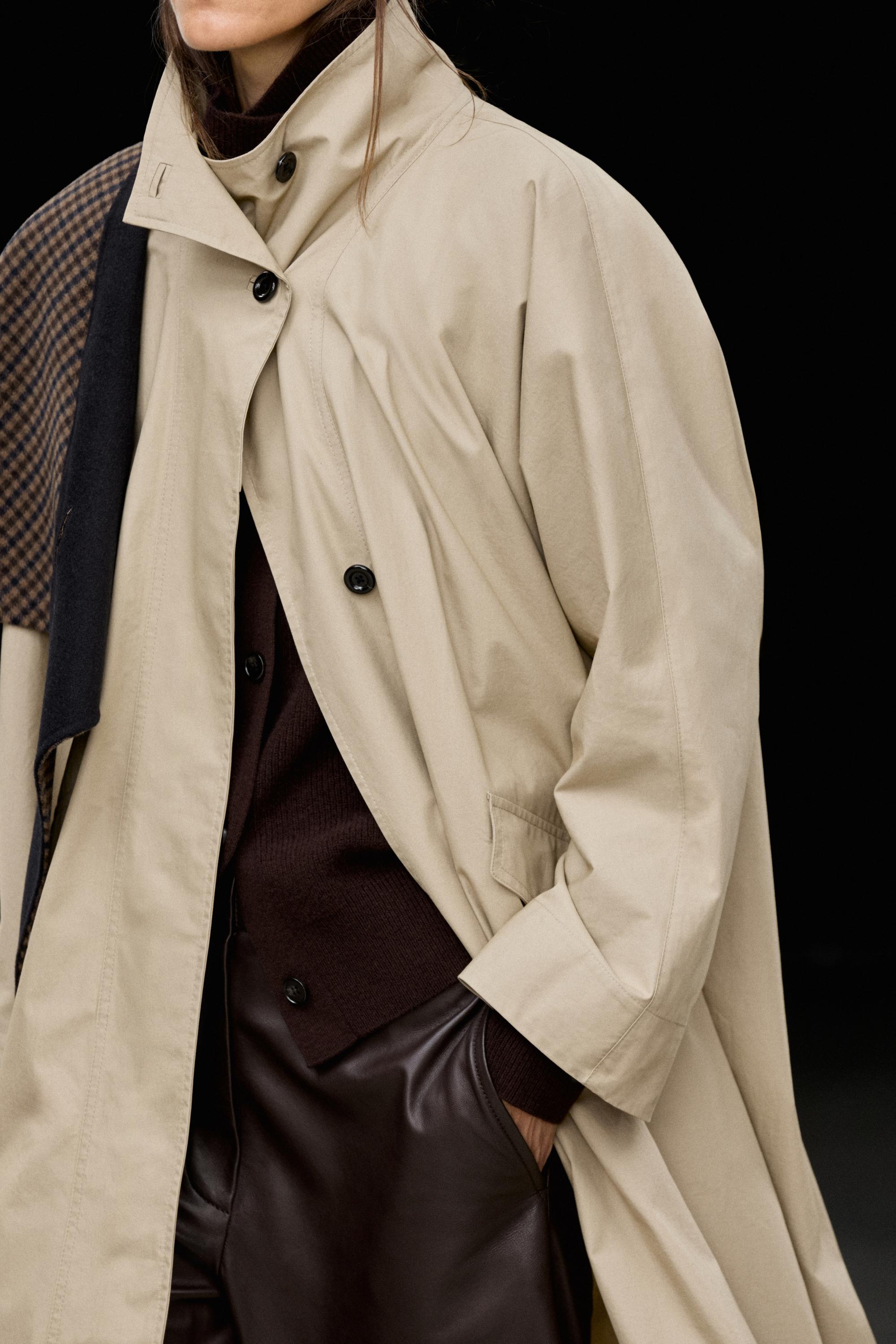100% Cotton High-Neck Trench Coat
