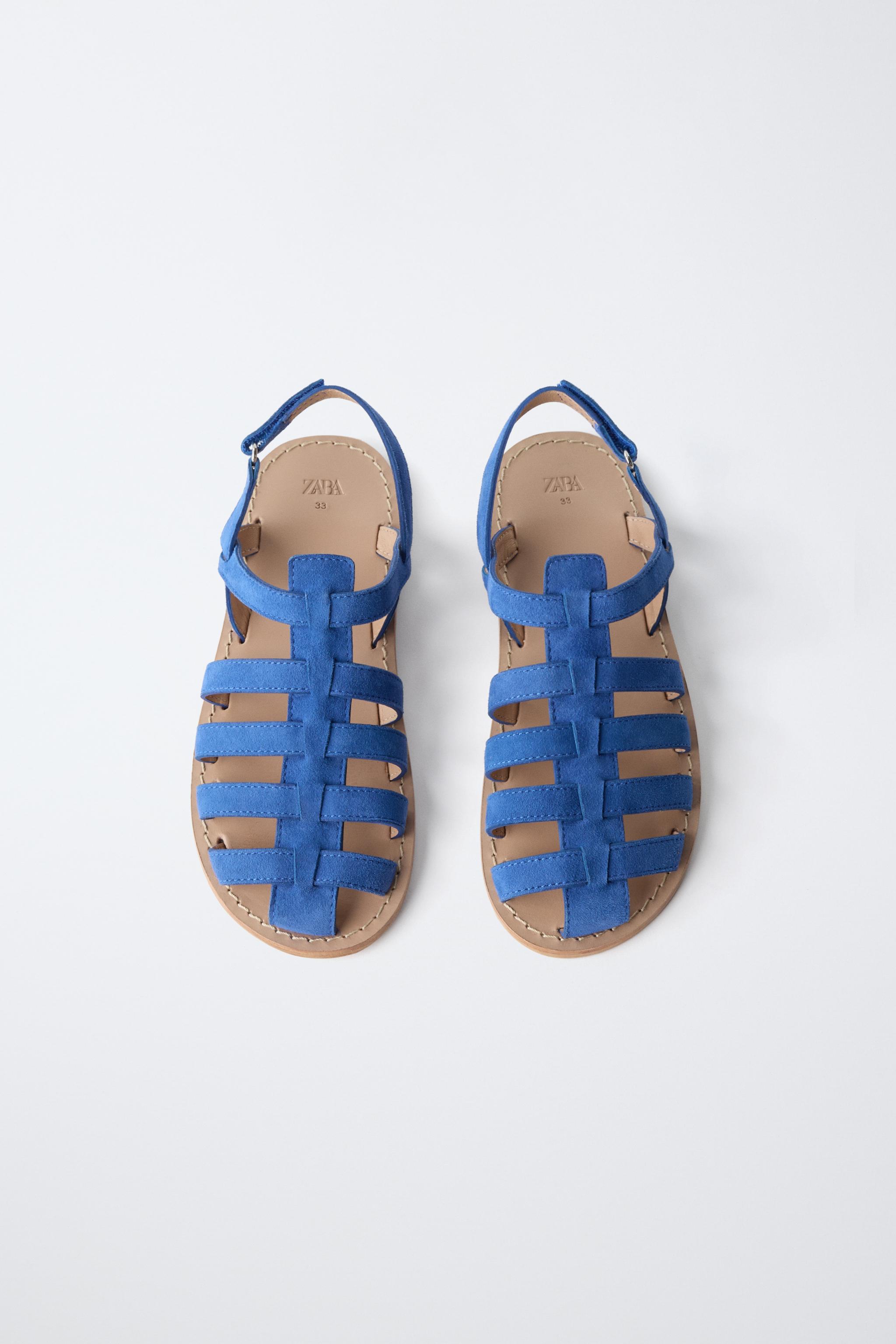 LEATHER FISHERMAN SANDALS — Blue