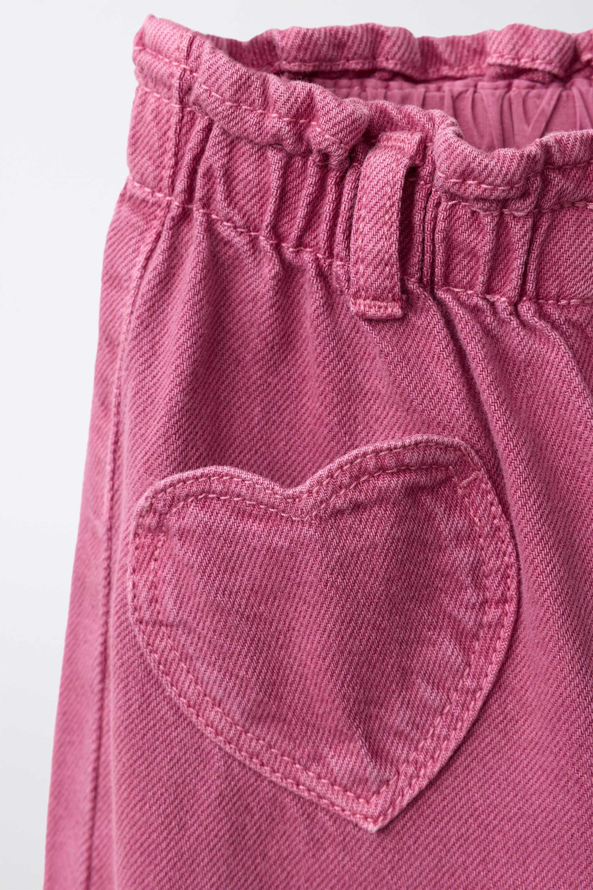 PANTALON BAGGY EN SERGÉ À POCHES CŒUR