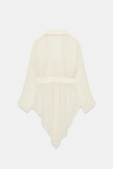 ZW COLLECTION GEORGETTE LACE BLOUSE - Ecru by Zara - Image 8