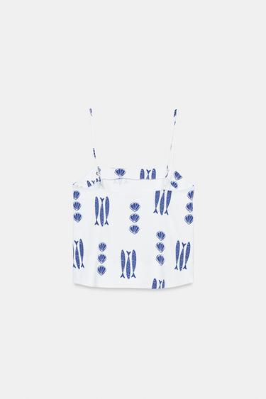 PRINTED TOP WITH BUTTONS - Multicoloured by Zara - Image 7