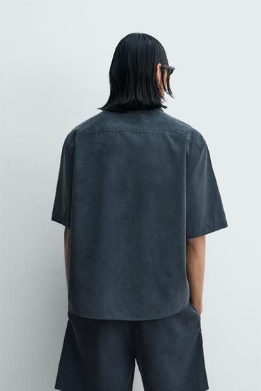 CHEMISE RELAXED FIT EFFET DÉLAVÉ - bleu pétrole délavé de Zara - Image 2