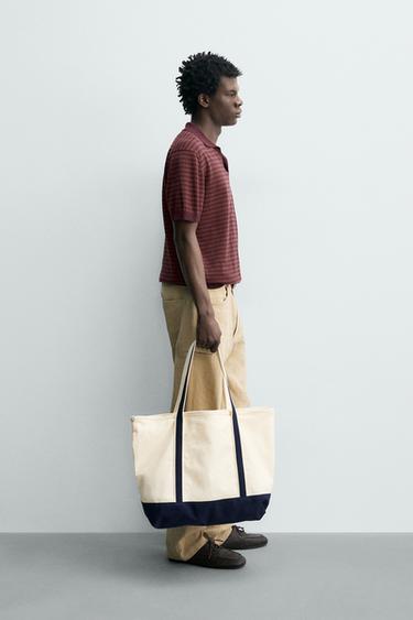 STRIPED JACQUARD KNIT POLO SHIRT - Burgundy by Zara - Image 3