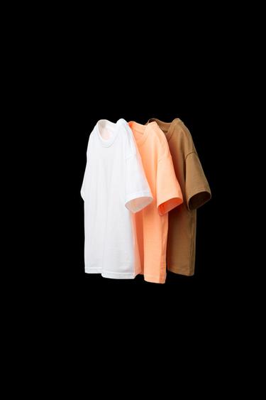 PACK TRES CAMISETAS LISAS - Naranja de Zara - Imagen 0
