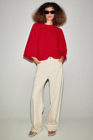 JERSEY PUNTO MANGA ANCHA - Rojo de Zara - Imagen 0
