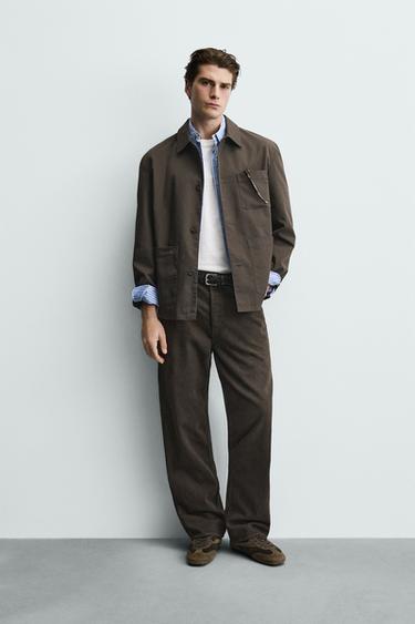 SOBRECAMISA LONA FORRO CONTRASTE - Visón de Zara - Imagen 0