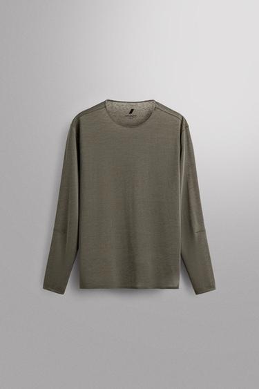 Zara LIGHTWEIGHT RUNNING SHIRT - Green marl