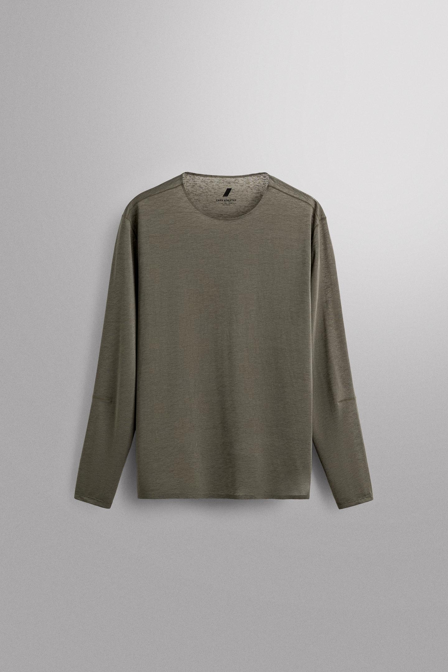 Мужская футболка Zara Lightweight Structured Running, цвет: Зелёный меланжевый — фото 8