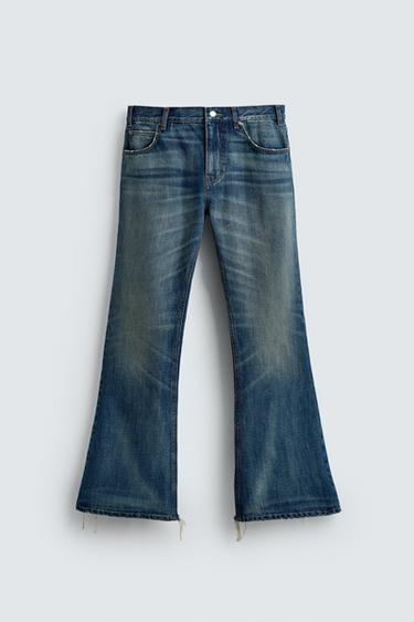 FLARE FIT JEANS - Blue / Green by Zara