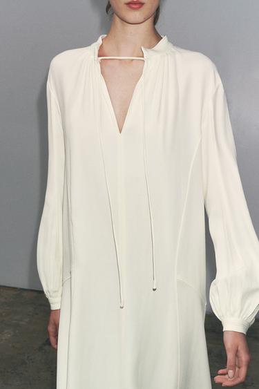 ROBE À NŒUDS ZW COLLECTION - Blanc cassé de Zara - Image 3