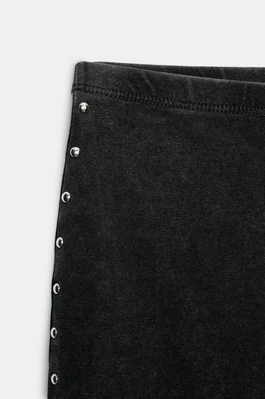 WASHED FLARE STUDDED TROUSERS - Charcoal by Zara - Image 6